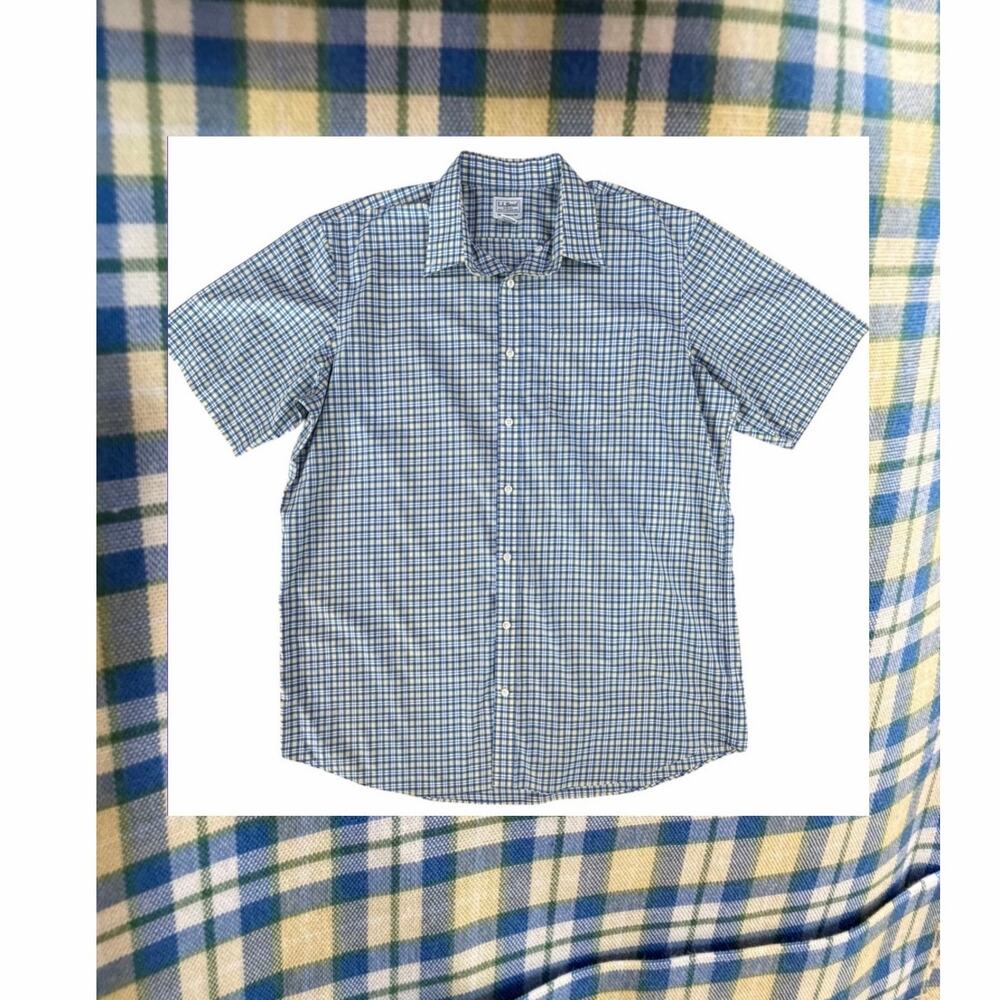 LL Bean Shirt Mens XLT Tall Plaid Button Down Short Sleeve Traditional Fit EUC